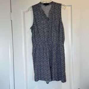 Kelly Renee by Love, Fire Blue & White Geometric Romper. Medium